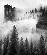 Cliffs and fog near Yosemite, 1982; Medium format before 1984