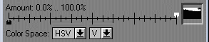 Amount slider and mask window from transformation dialog box