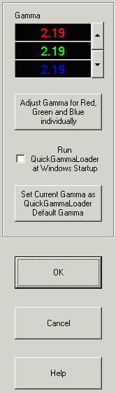 Right portion of QuickGamma.